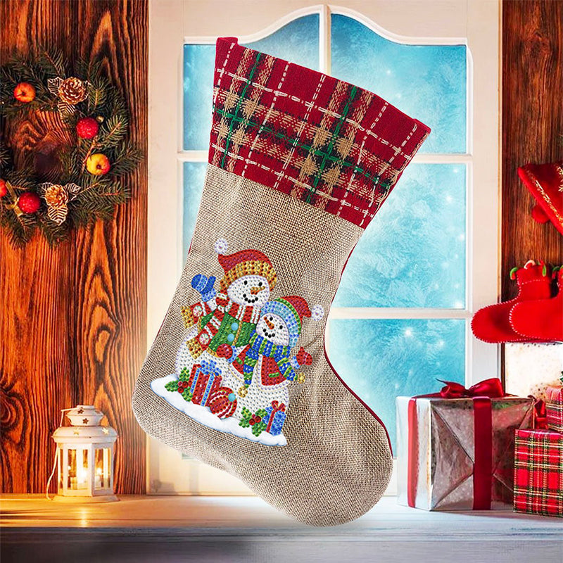 Hjemix | 5D Diamant Maleri Xmas Rhinestone Sokker Broderi Mosaique Gavepose