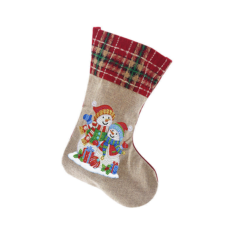 Hjemix | 5D Diamant Maleri Xmas Rhinestone Sokker Broderi Mosaique Gavepose