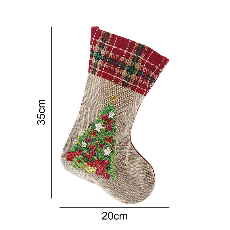 Hjemix | 5D Diamant Maleri Xmas Rhinestone Sokker Broderi Mosaique Gavepose