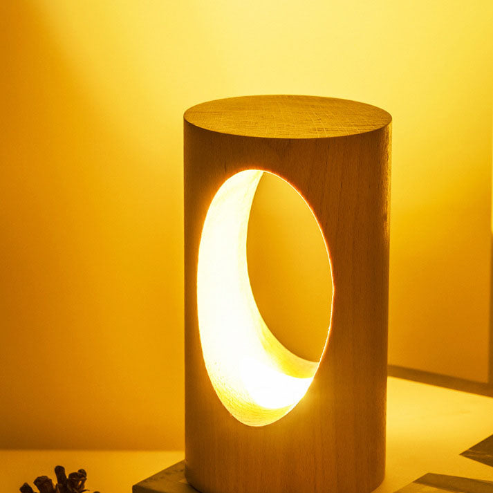 Hjemix | Japansk heltre rektangulær søyle LED nattlampe USB bordlampe