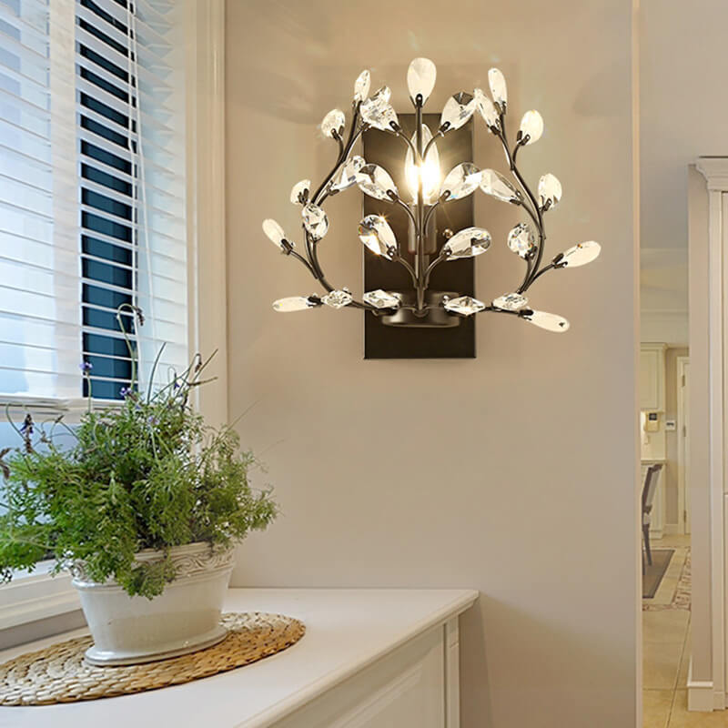 Hjemix | Luminis Vegglampe | Luksus Krystall Design | Blad Motif | 1-Lyskilde & Moderne