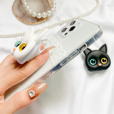 Hjemix | 3D søt kattunge telefonholder med mini speil