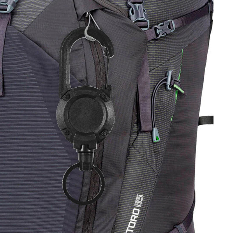 Hjemix | Utendørs automatisk uttrekkbar wire Luya taktisk nøkkelring med tyverisikring