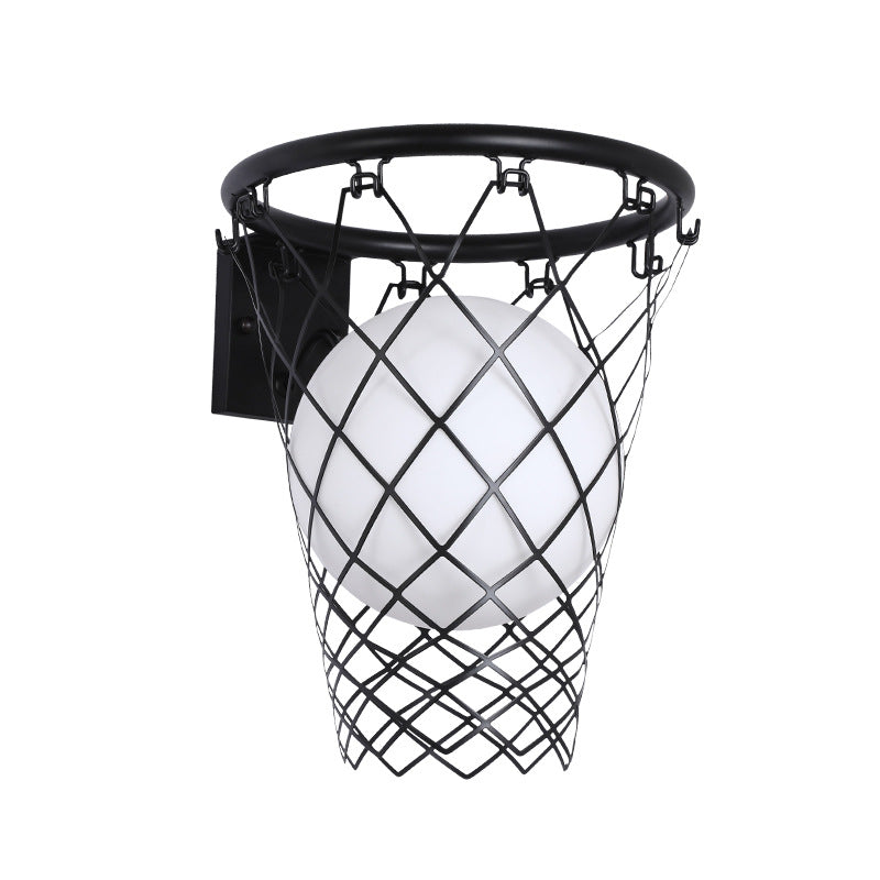 Hjemix | Slamora Barn Vegglampe | Basketballkurv Design | Glass & Metall | Art Deco Stil | Soveromslampe