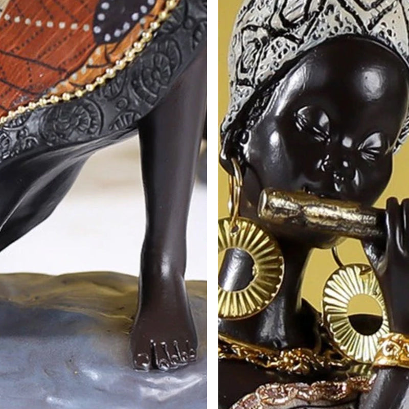 Hjemix | Afrikansk kvinnelig musiker skulptur