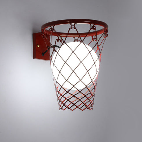 Hjemix | Slamora Barn Vegglampe | Basketballkurv Design | Glass & Metall | Art Deco Stil | Soveromslampe