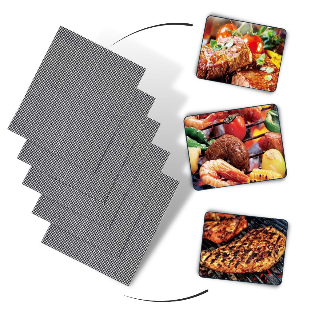 Hjemix | Teflon Non-stick BBQ Grill Mesh Mat for gjenbrukbar rengjøring