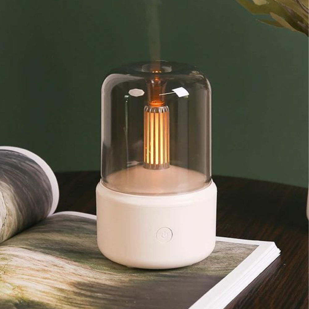 Hjemix | Retro Aroma Diffuser med Nattlys - USB Essensiell Olje Luftfukter for Hjem og Kontor