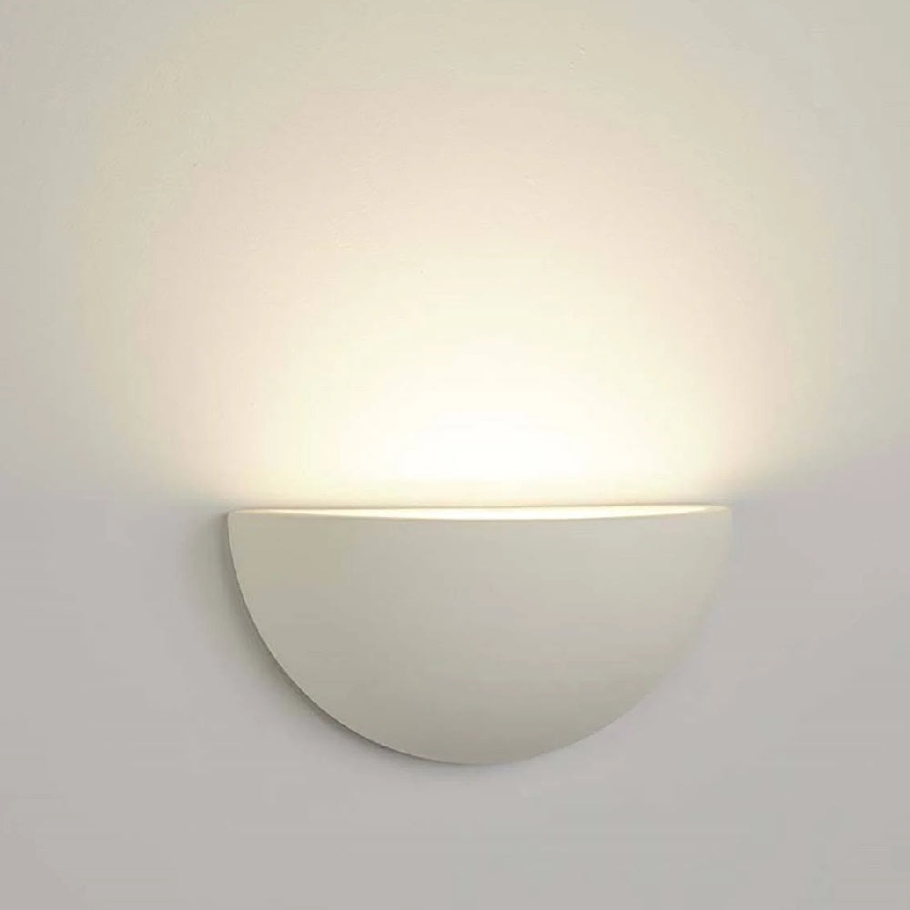 Hjemix | Hvit gips vintage halv-rund halv-måne malbar veggspotlight 30cm