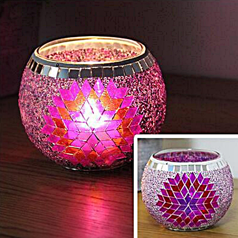 Hjemix | Europeisk Retro Glass Mosaic Tealight Holder