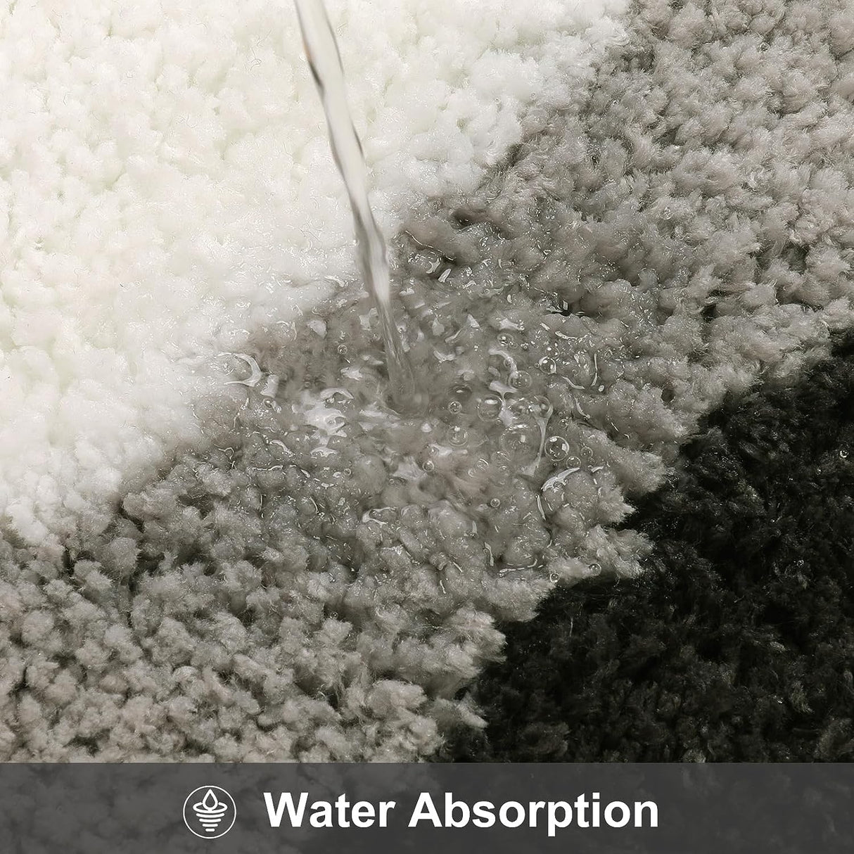 Hjemix | Svart Gradient BadeMatte, Teppe for Bad, Søt Ikke-Sklisikker Uregelmessig Teppe for Dusjrom