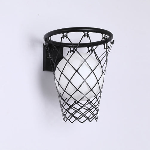 Hjemix | Slamora Barn Vegglampe | Basketballkurv Design | Glass & Metall | Art Deco Stil | Soveromslampe