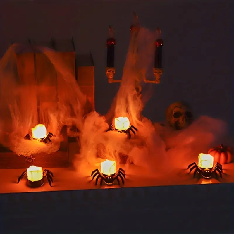 Hjemix | ️Halloween Edderkopp Te-lys Spooky Elektrisk Flakkende Kunstige Lys