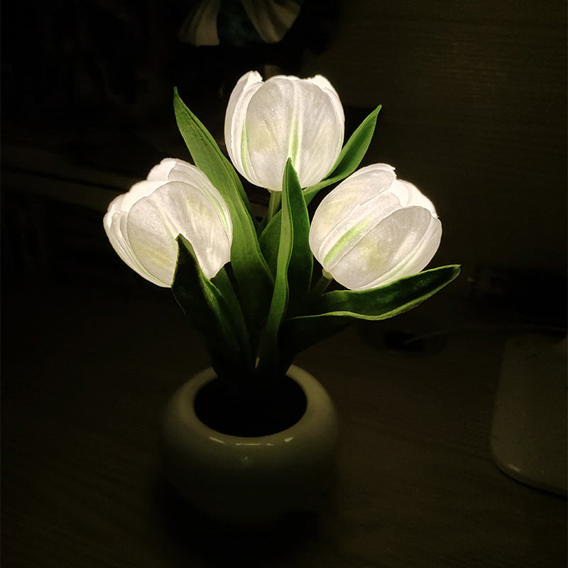Hjemix | LED Tulipan Nattbordlampe Blomster Bordlampe