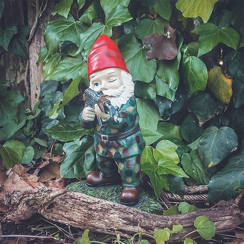 Hjemix | Militær Hagegnome med Kamuflasjeuniform