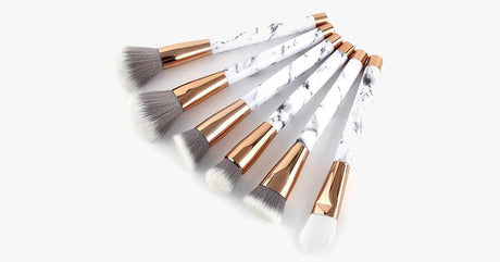 Hjemix | Pro Makeup Brush Set of 15 med Rose- og Marmor mønster - Perfekt for alle Makeup Applikasjoner