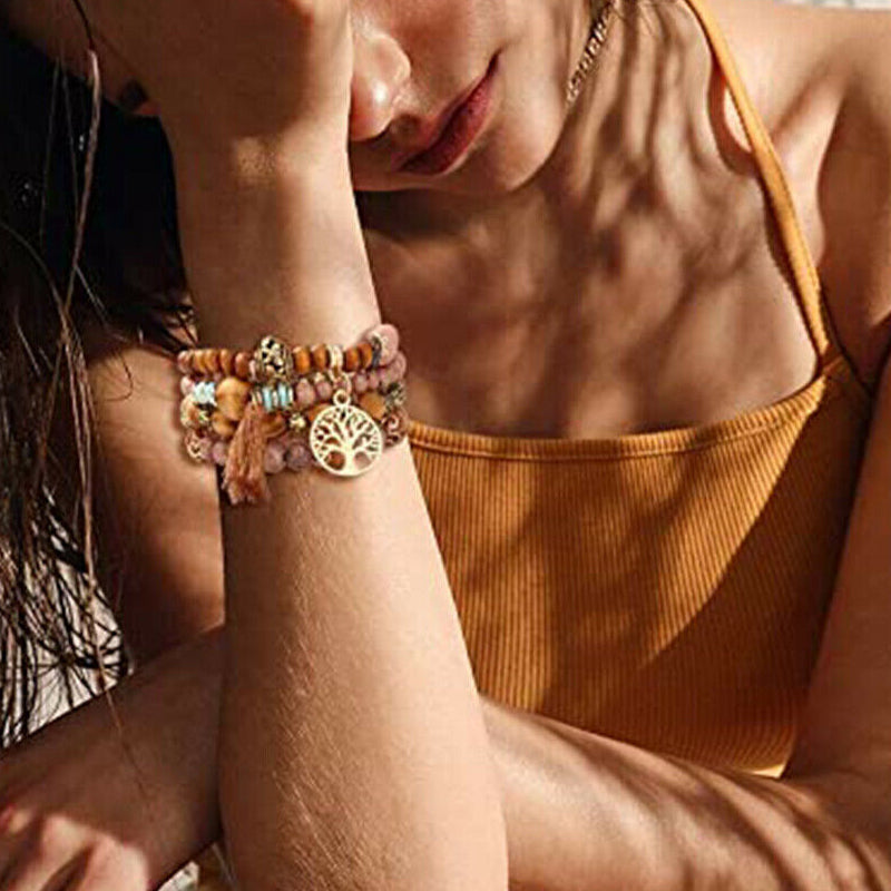 Hjemix | Boho Flersjiktet Tresmykke Armbånd