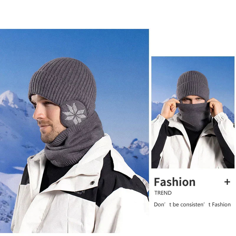 Hjemix | Vinter Beanie Hatt Skjerf Sett Varme Strikket Hatt
