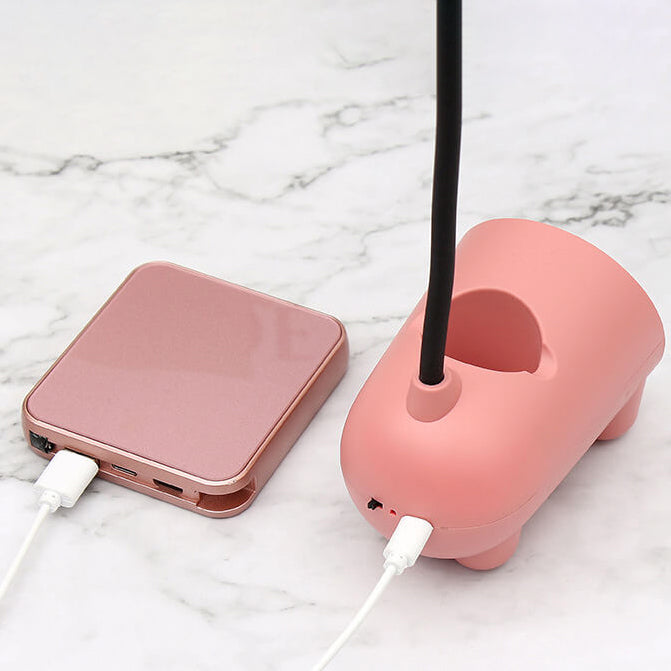 Hjemix | BunnyGlow Kreativ LED Berøringslampe med Penneholder | USB Lading | Skrivebordslampe | Barneromsdekor