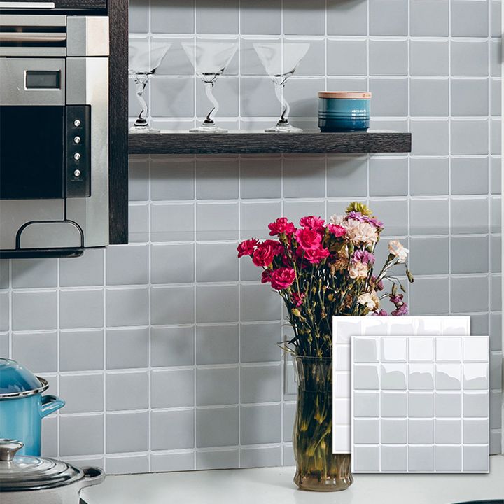 Hjemix | Hvit Mosaic Peel & Stick Flis Vanntett Kjøkken Backsplash Tapet