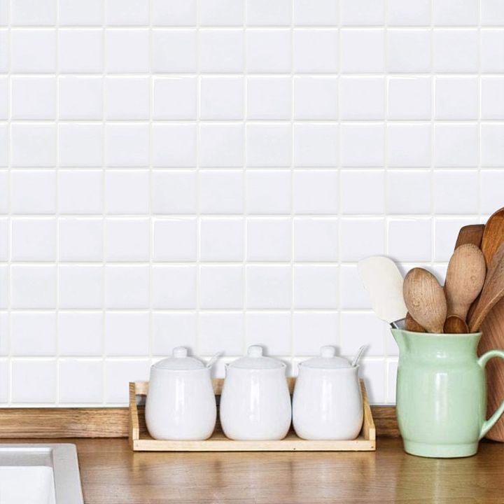 Hjemix | Hvit Mosaic Peel & Stick Flis Vanntett Kjøkken Backsplash Tapet