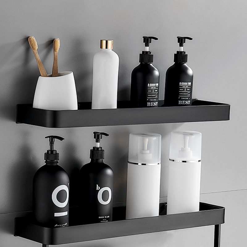 Hjemix | Matt svart badsett Moderne 1/2 - Stykke Rustfritt stål badhylde