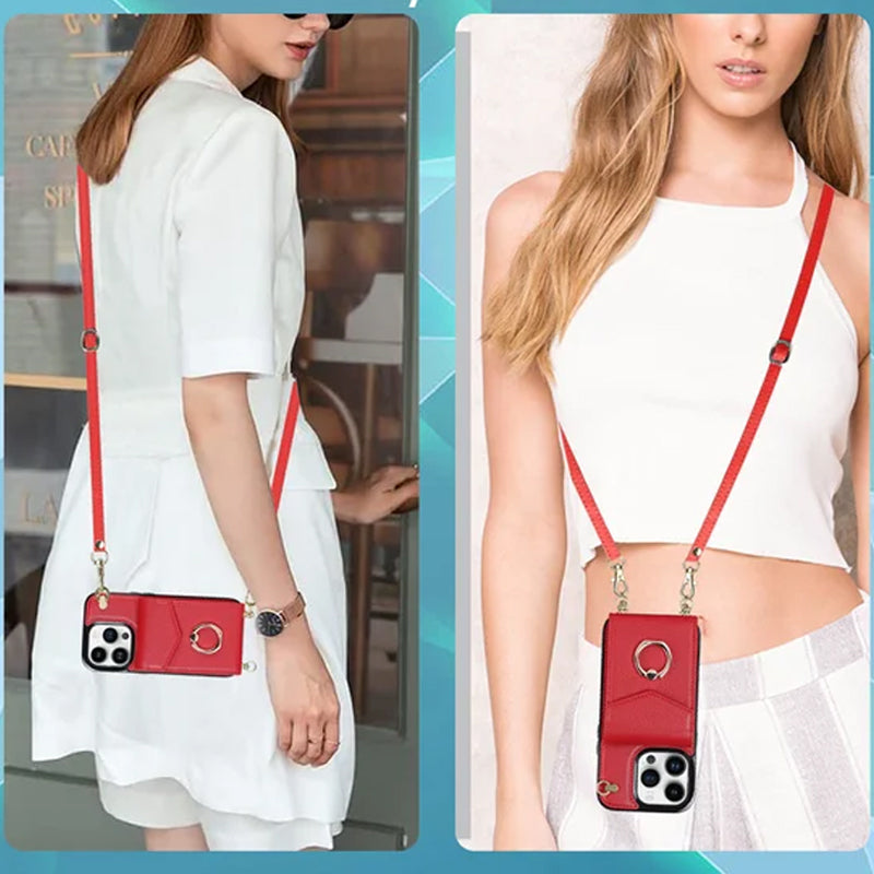 Hjemix | Læderlommebok med ring og snor for iPhone