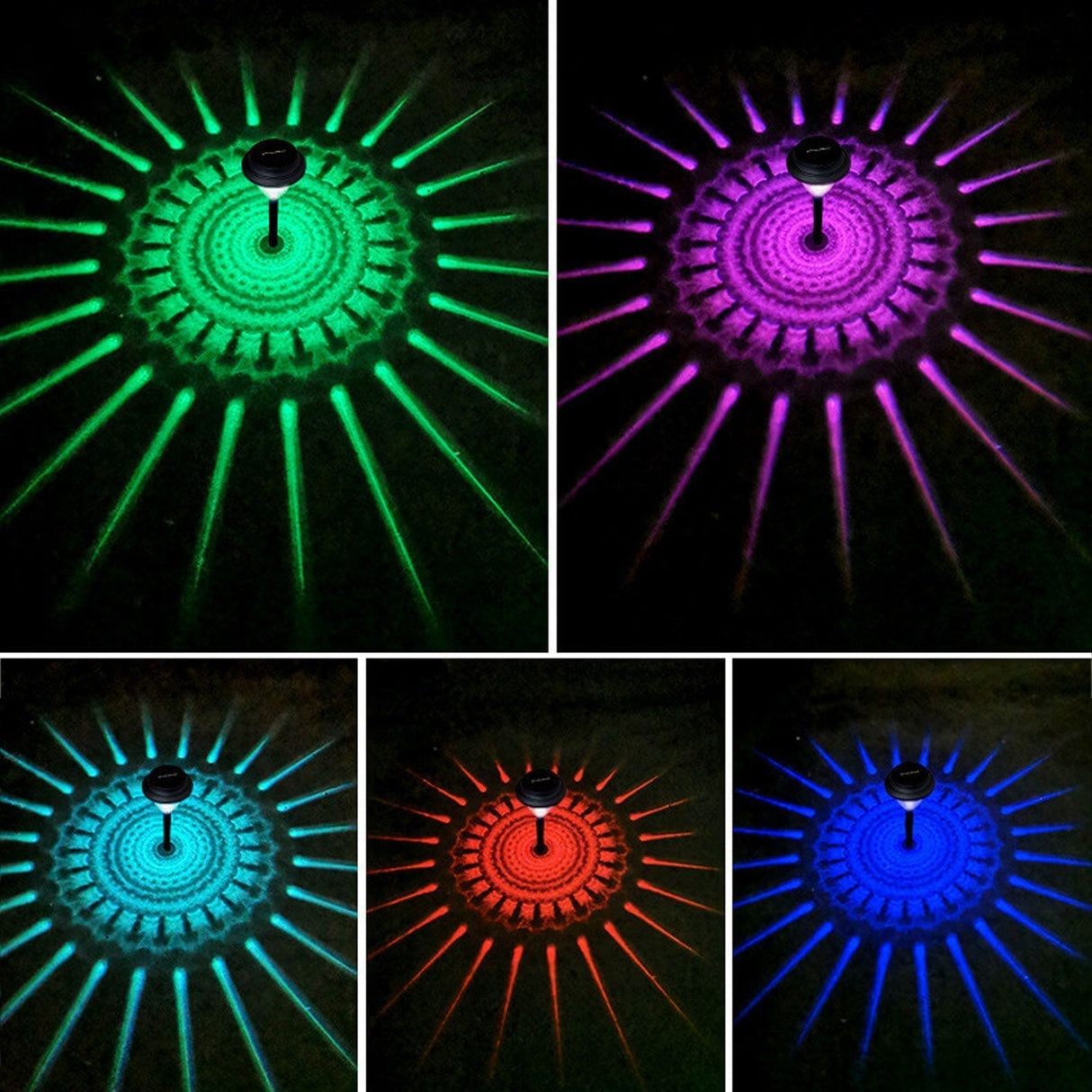 Hjemix | Solar vanntett sirkulær divergerende lys sky design LED utendørs hage dekorativ lys