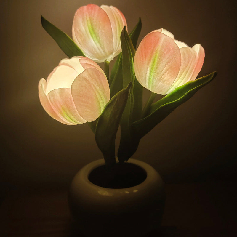 Hjemix | LED Tulipan Nattbordlampe Blomster Bordlampe