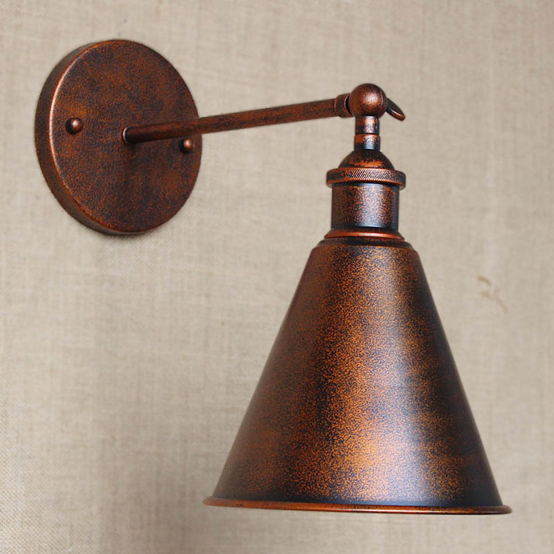 Hjemix | Svart/Rost 1 Hodedekorlampe Landlig Stil Smijern Konisk Justerbar Vegglampe for Utendørs
