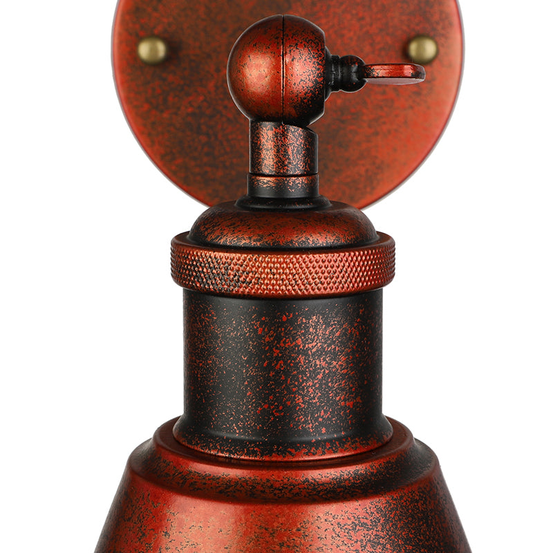 Hjemix | Svart/Rost 1 Hodedekorlampe Landlig Stil Smijern Konisk Justerbar Vegglampe for Utendørs