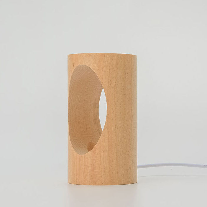 Hjemix | Japansk heltre rektangulær søyle LED nattlampe USB bordlampe