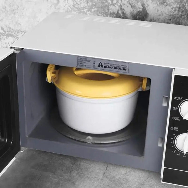 Hjemix | Mikrobølgeovn Riskskaper og Dampkoker – Allsidig Grønnsaksdampere, Pasta- Maker, Suppe- og Trykkoker, Multifunksjons Kjøkkenbolle