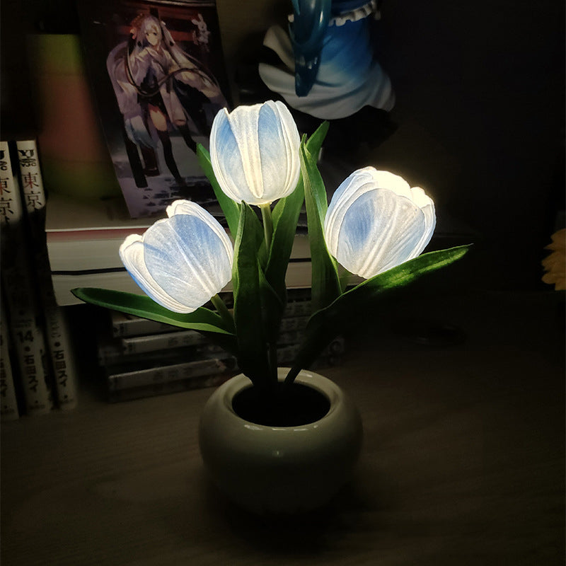 Hjemix | LED Tulipan Nattbordlampe Blomster Bordlampe