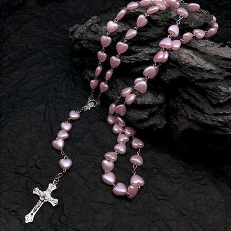 Hjemix | Hjerteformet Kattøye Stein Rosary Smykke - Elara