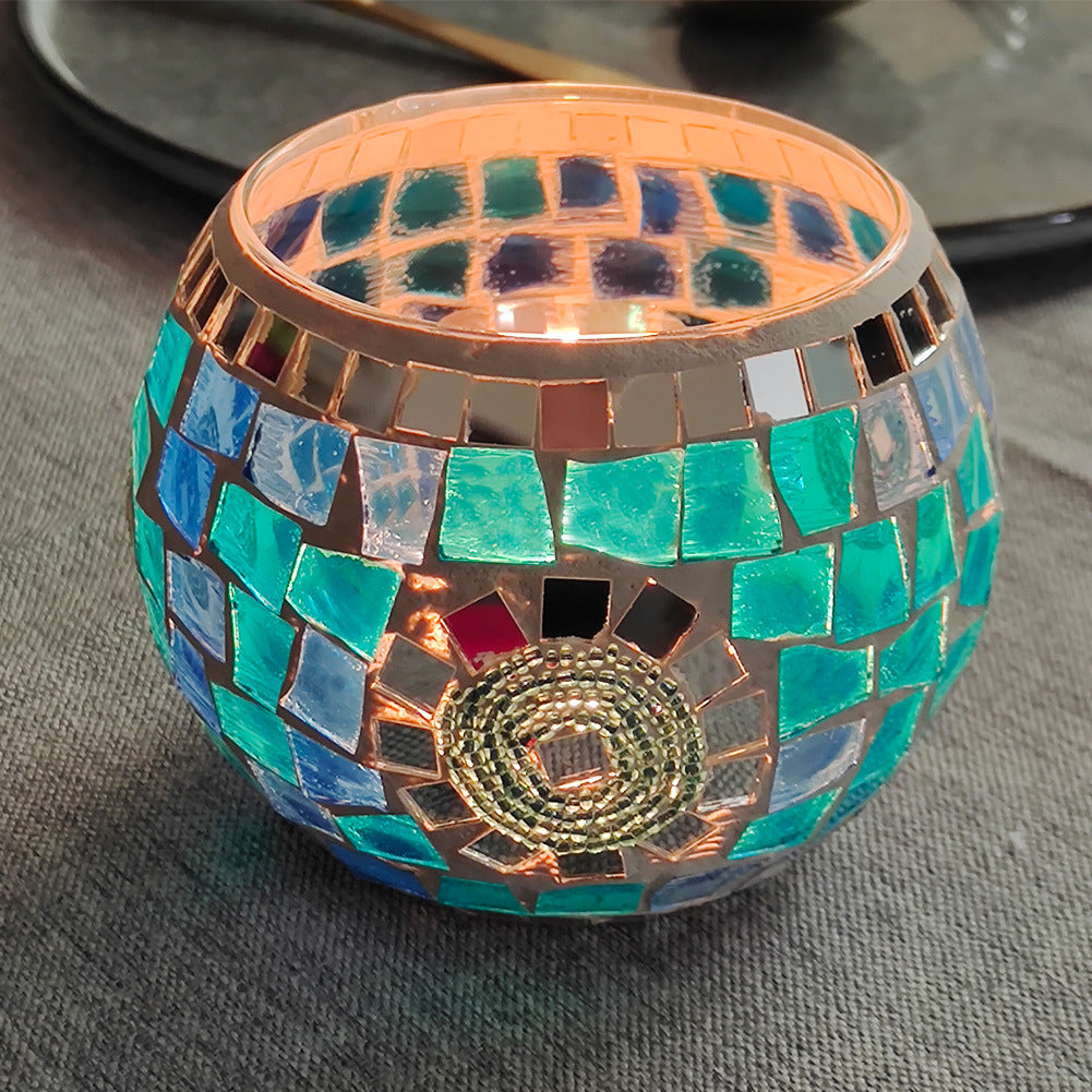 Hjemix | Europeisk Retro Glass Mosaic Tealight Holder