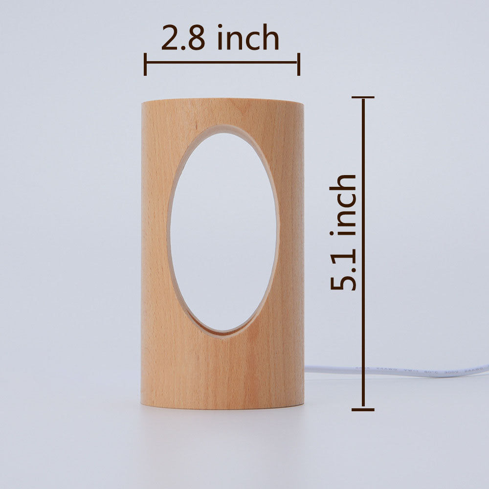 Hjemix | Japansk heltre rektangulær søyle LED nattlampe USB bordlampe