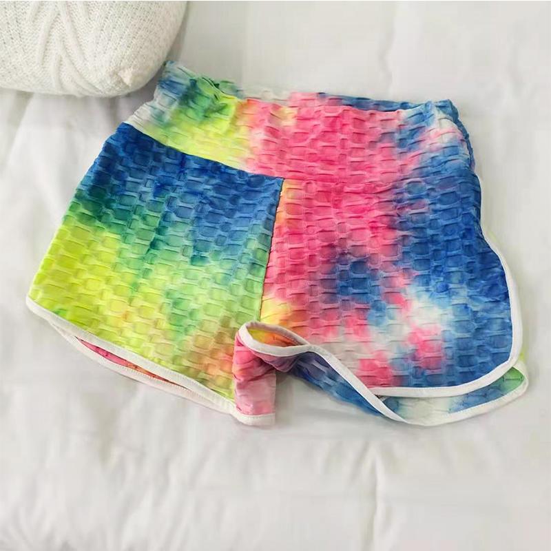 Hjemix | Tie-Dye Print Høy Midje Yoga Shorts