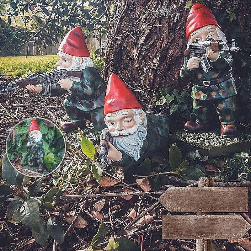 Hjemix | Militær Hagegnome med Kamuflasjeuniform
