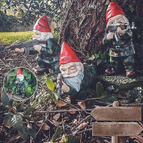 Hjemix | Militær Hagegnome med Kamuflasjeuniform