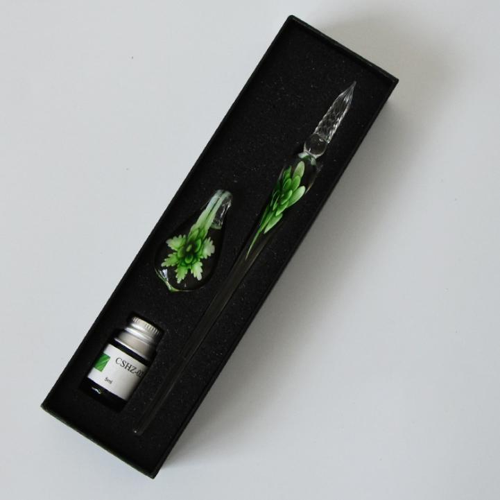 Hjemix | Glass Kalligrafi Penn Sett med Blekk og Pennholder