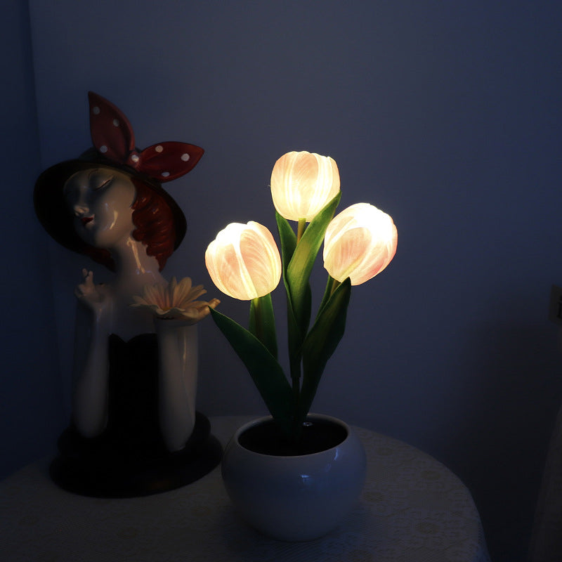 Hjemix | LED Tulipan Nattbordlampe Blomster Bordlampe