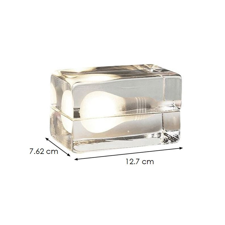 Hjemix | BrightCube – Minimalistisk Bordlampe med Transparent Glasskubbe