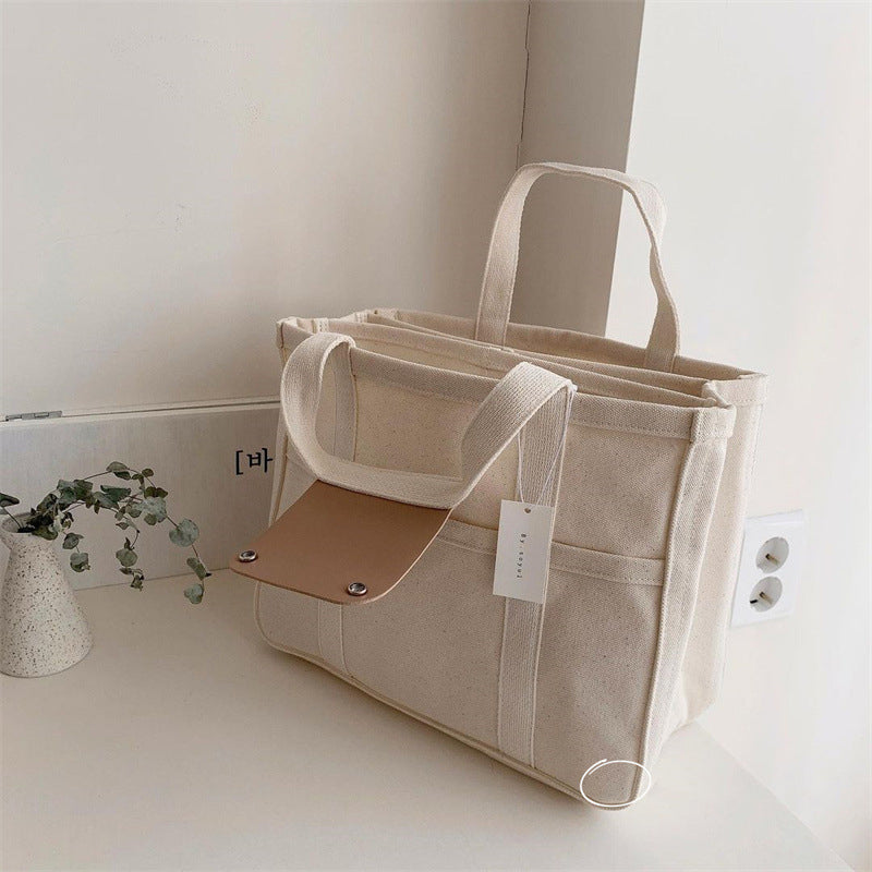 Hjemix | Solid Color Canvas Shopper Bag
