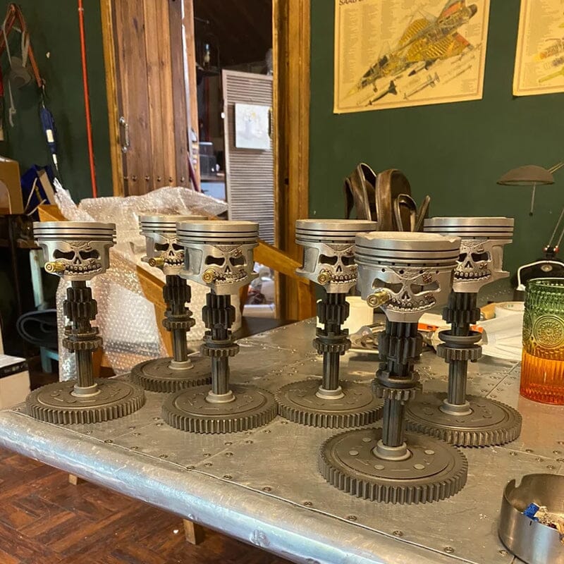 Hjemix | Piston Skull Face Skulptur