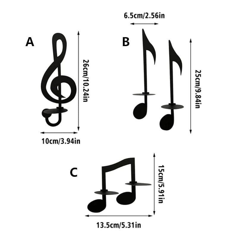 Hjemix | Svart Musikknoter Vegglampe