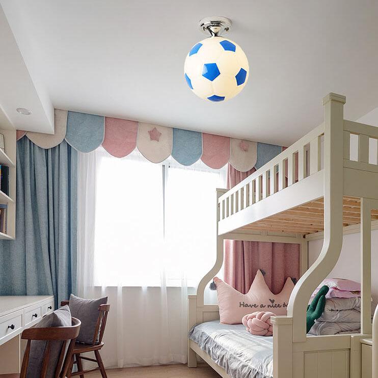 Hjemix | SportLume Kreativ Taklampe | Basketball & Fotball Design | Halvmontert | Glasslampe