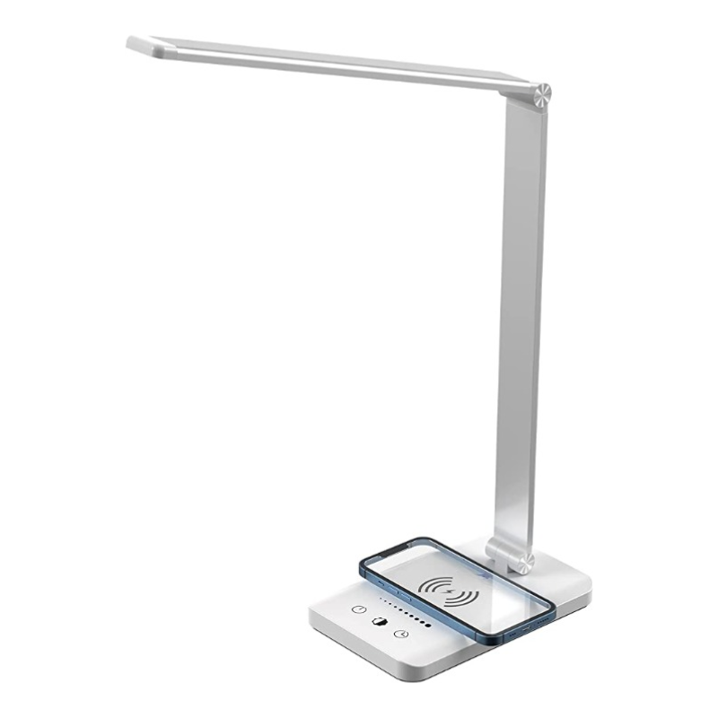 Hjemix | LED skrivebordslampe med USB-ladeport, dimbar øyevennlig leselampe for hjemmet, med 5 lysstyrkenivåer & 3 lysmoduser, berøringskontroll, autotimer (Svart)