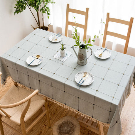 Hjemix | Vanntett Olje-resistent Rektangulær Duk Bomull Lin Loppe-resistent Duk for Kjøkken Spiserom Buffet Fest