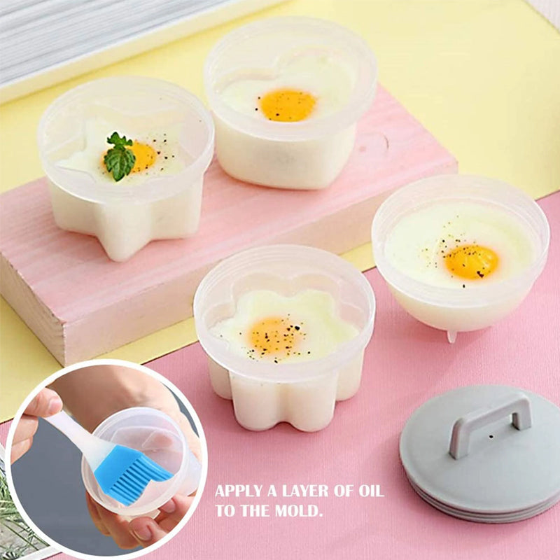 Hjemix | Søt Kokt Egg Form🥚🥚4 PCS/Sett Med Pensel